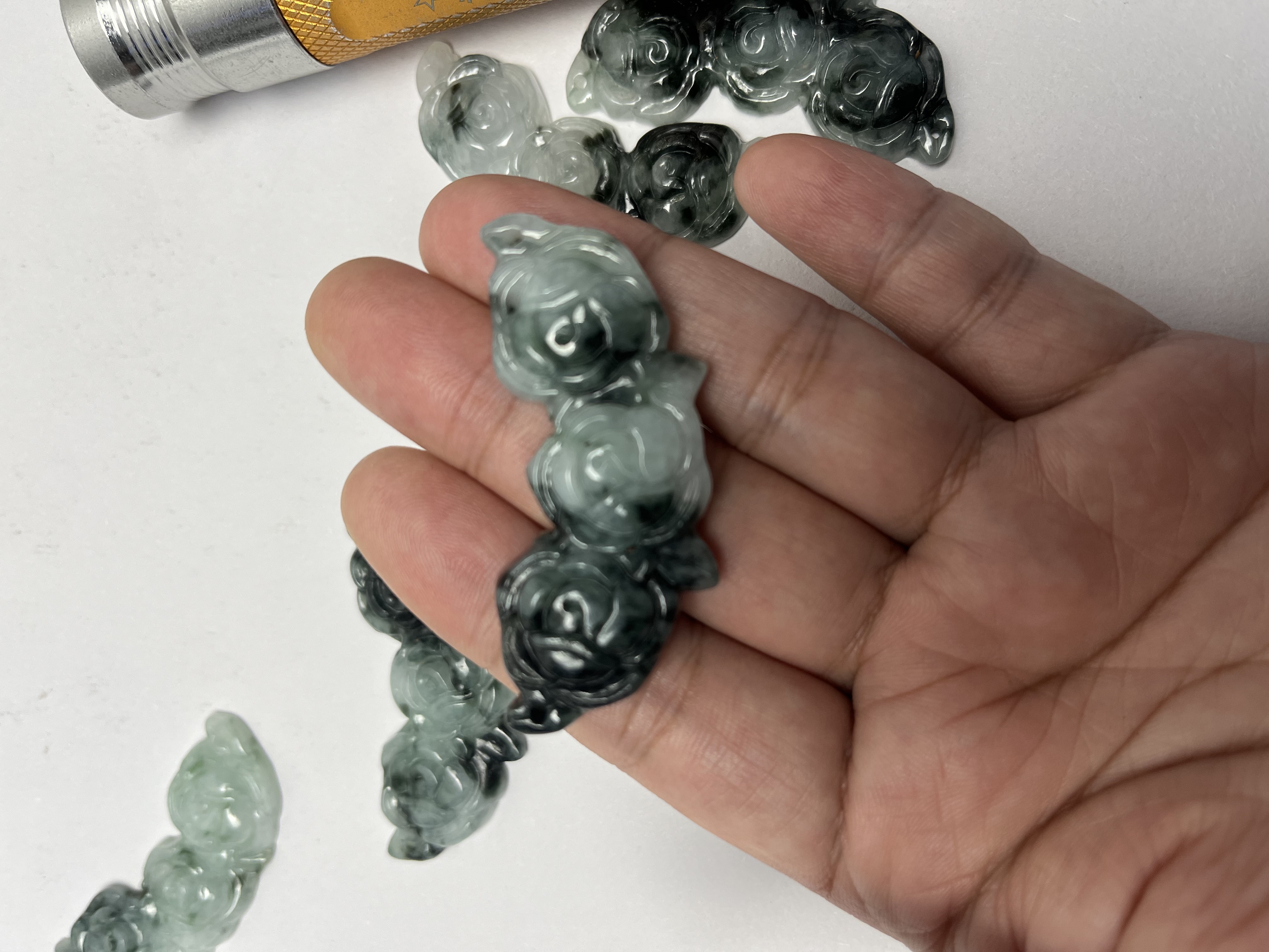 飘花花开富贵玉衡天然缅甸翡翠A货玉石弯条玉璜锁骨链玉吊坠首饰