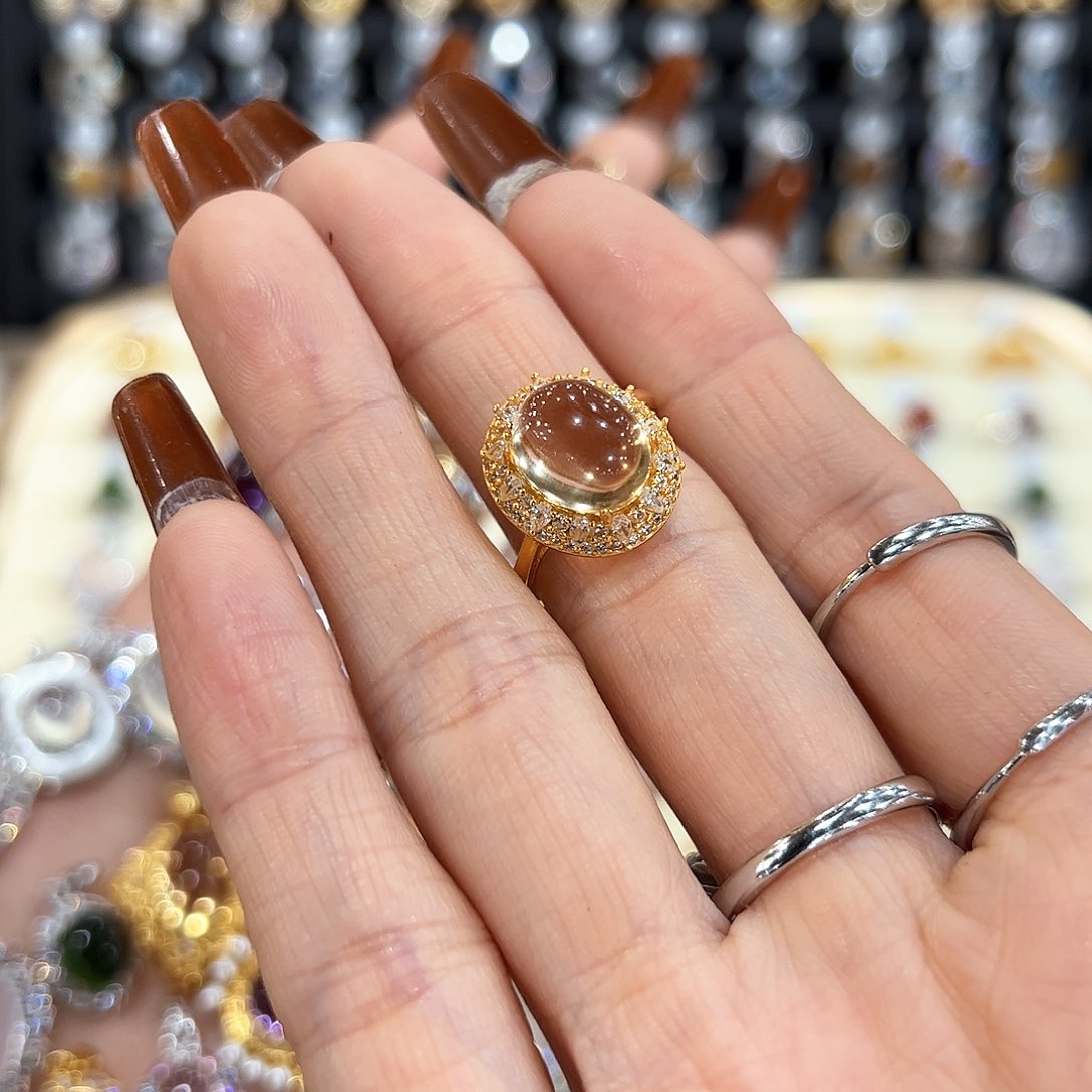 水晶金色拖不保色介意慎拍银托不掉色银S925镶嵌糖**子