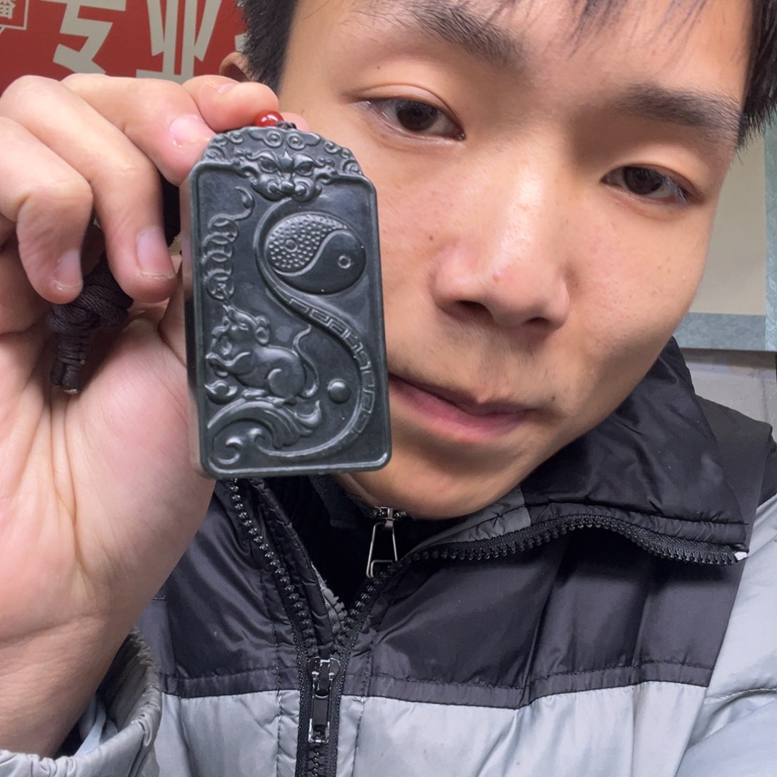 和田玉颈饰未镶嵌缪多样性新疆黑油青守护神鼠