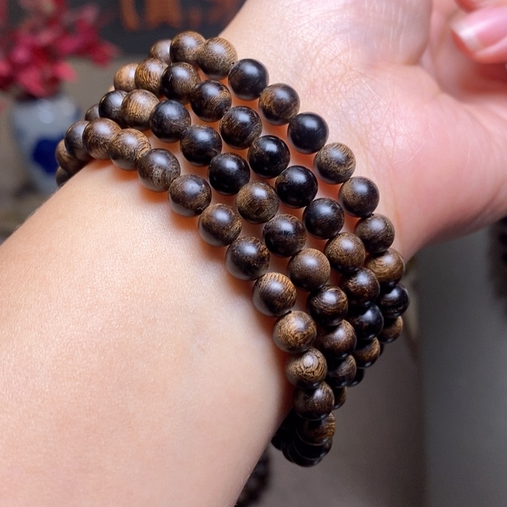 沉香手串越南芽庄瘤疤白棋楠0.6✖️108