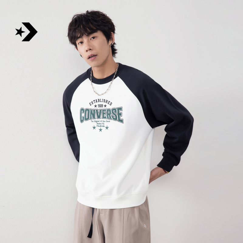 匡威秋冬新品男女复古撞色长袖上衣插肩袖T恤CONVERSE UCJ082
