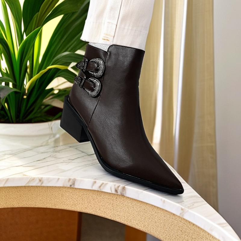 复古尖头气质及裸靴女切尔西靴78-1