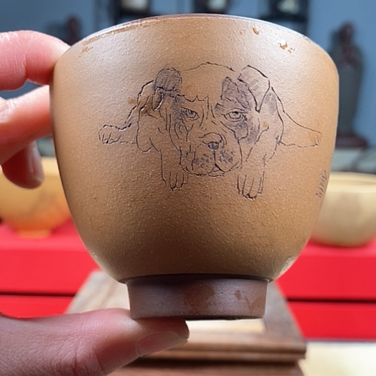 紫砂茶杯诗**耳旺财主人杯