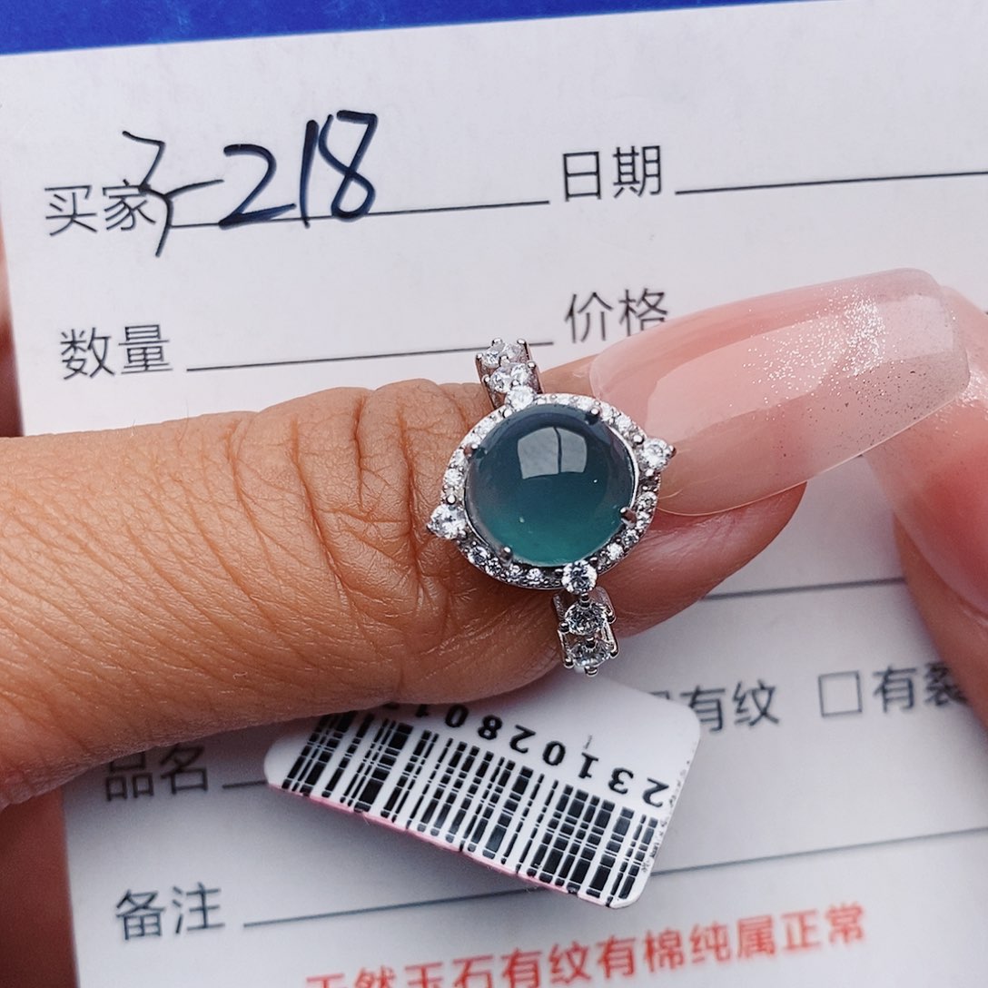 翡翠戒指银S925镶嵌戒指