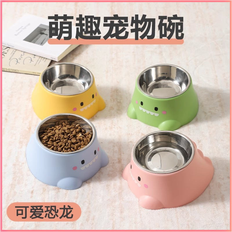 不锈钢猫碗狗狗碗食盆防打翻猫咪喝水碗小狗饭盆宠物用品