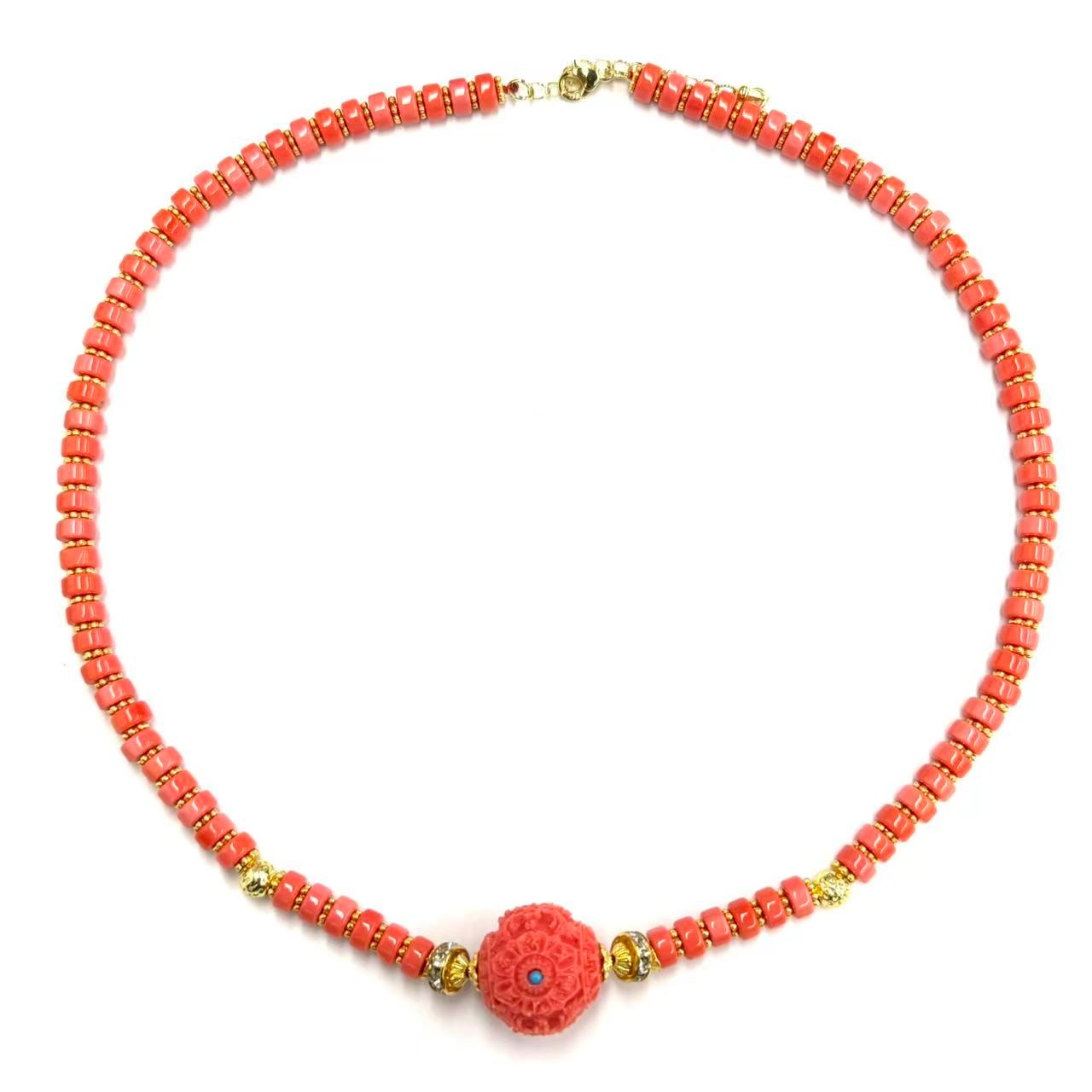 x938-国风设计款原创格桑花算盘珠锁骨链-赠礼盒