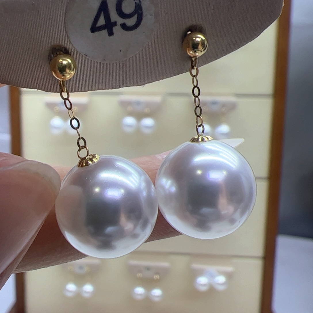淡水珍珠耳饰18K金镶嵌