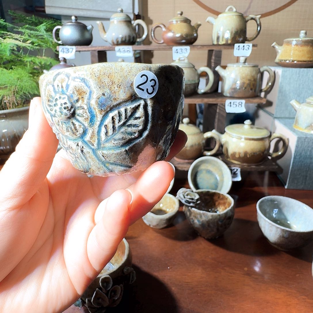 建水紫陶白泥柴烧杯微瑕金**雨