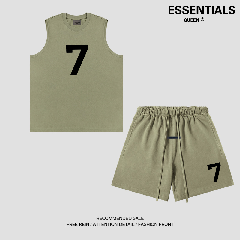 ESSENTIALS QUEEN美式男士纯棉背心短裤套装夏季透气休闲两件套装