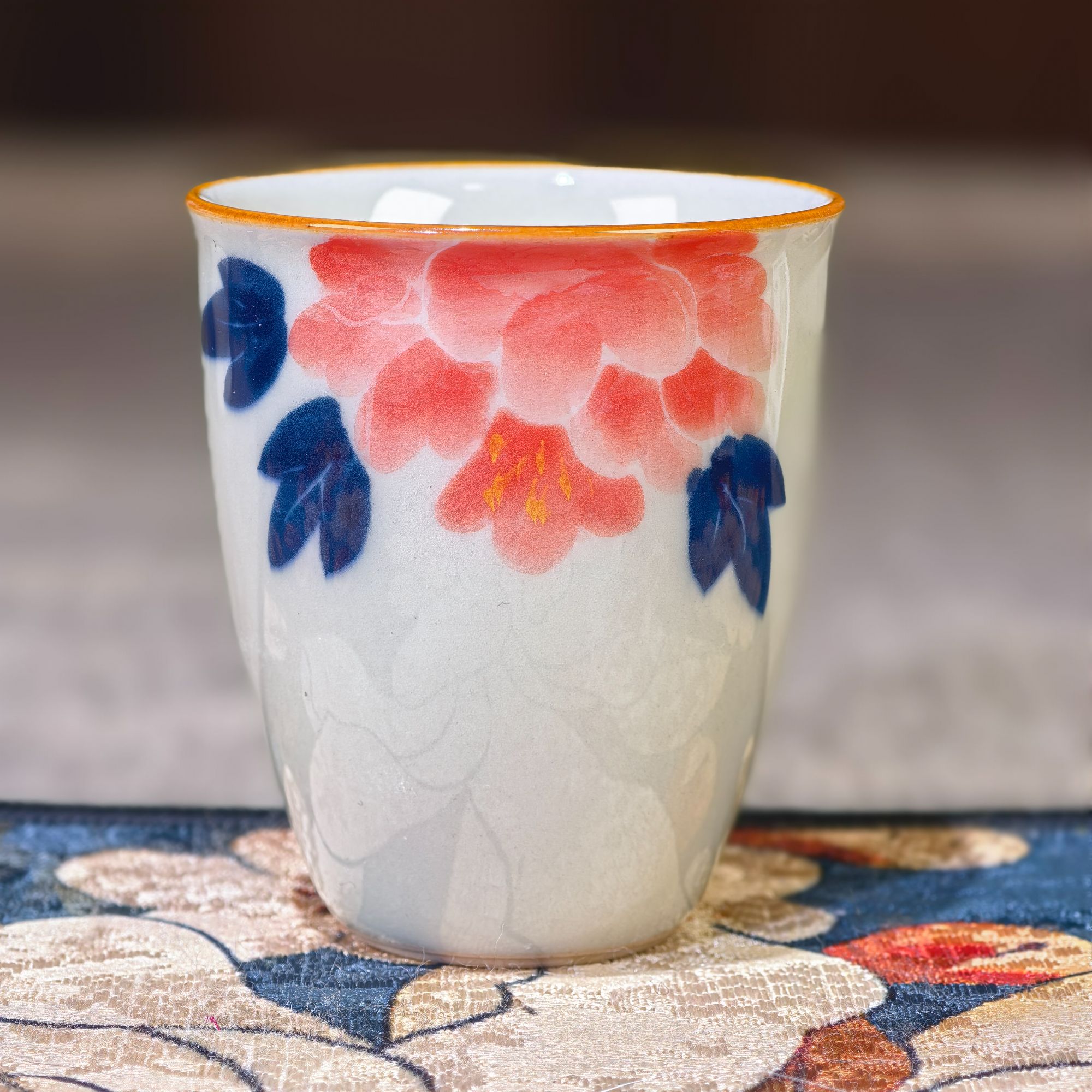 手绘国色牡丹品茗杯B11309