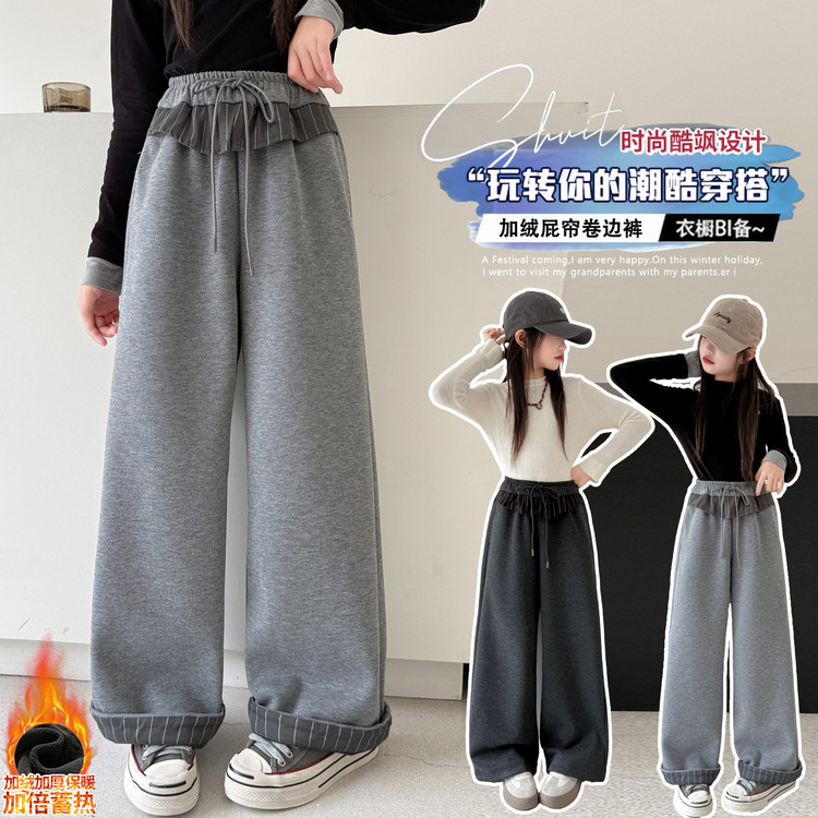 裤子休闲冬季纯色女童中大童