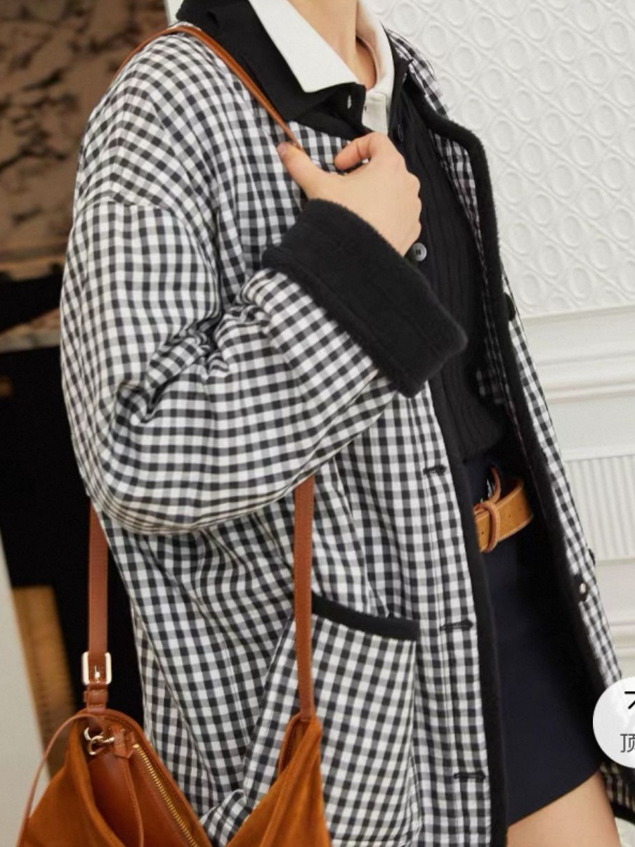 OIIORIRI秋冬新款复古格纹外套