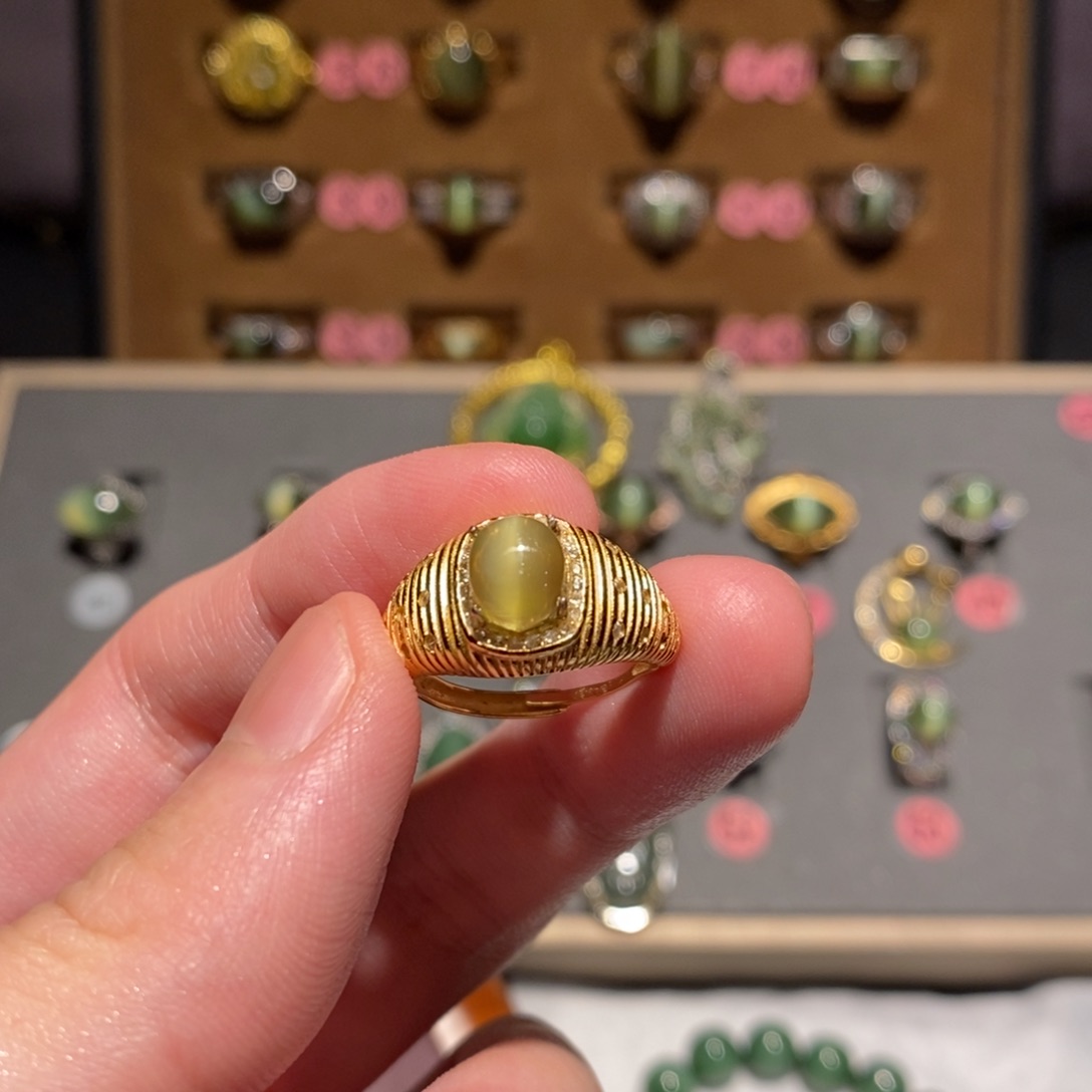 和田玉银S925镶嵌戒指