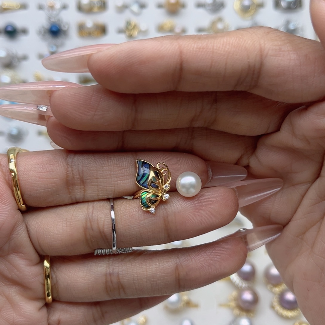 琪***格淡水珍珠戒指合金