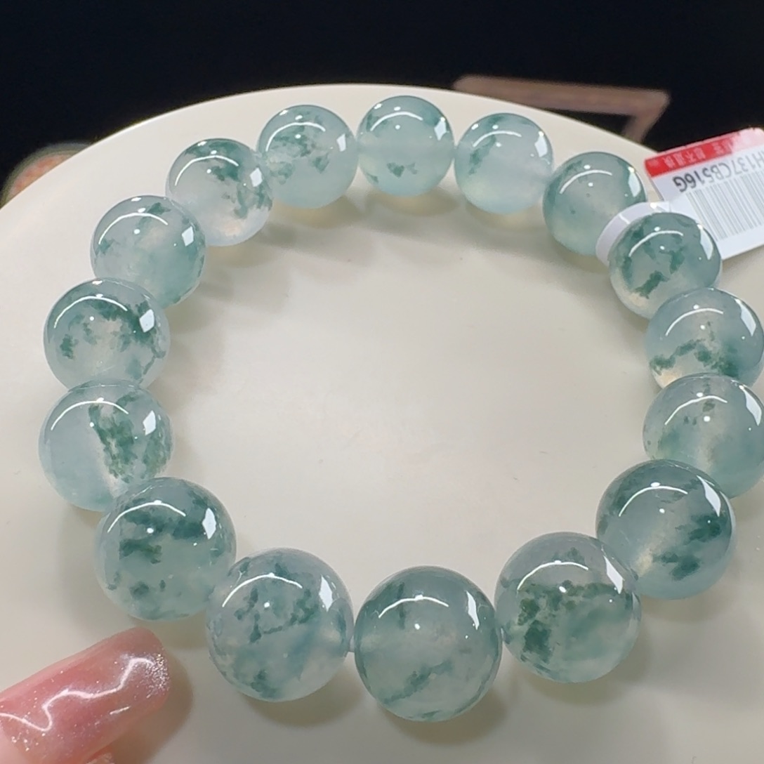 未镶嵌手链翡翠高冰满飘蓝绿花串卡12.3