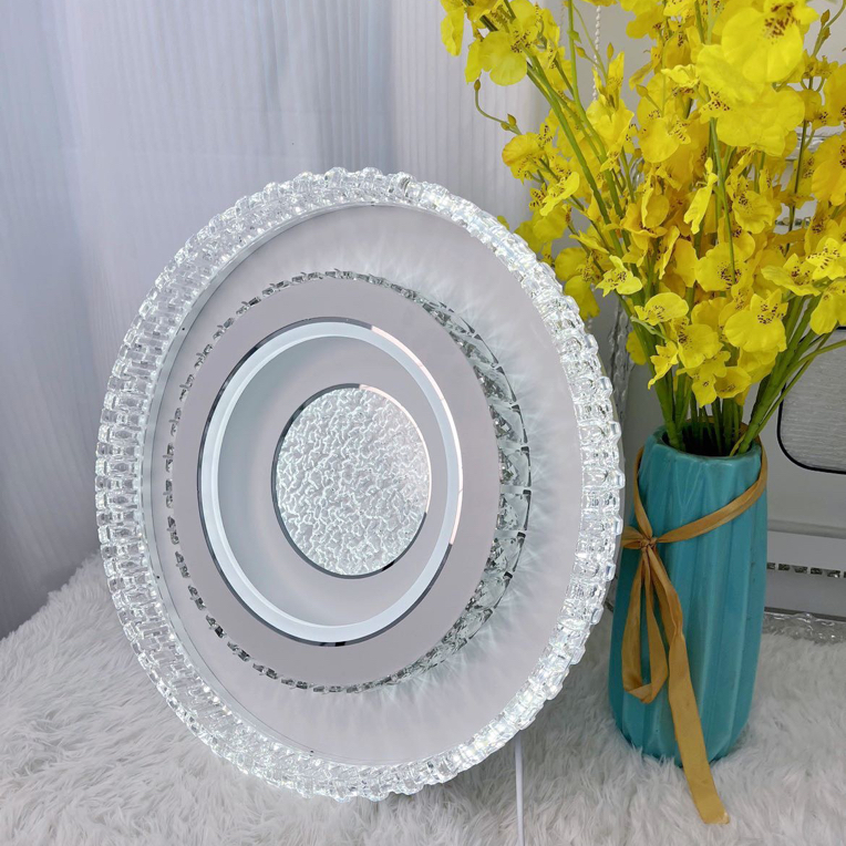 水波纹新款水晶现代轻奢房间卧室吸顶灯LED智能语音遥控书房灯