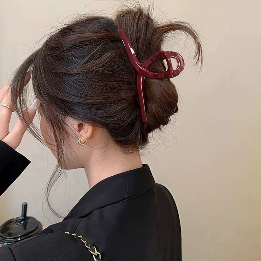 【阿敲】A2568~13CM蝴蝶扣新年红色抓夹女高级感发量多-麦穗头饰