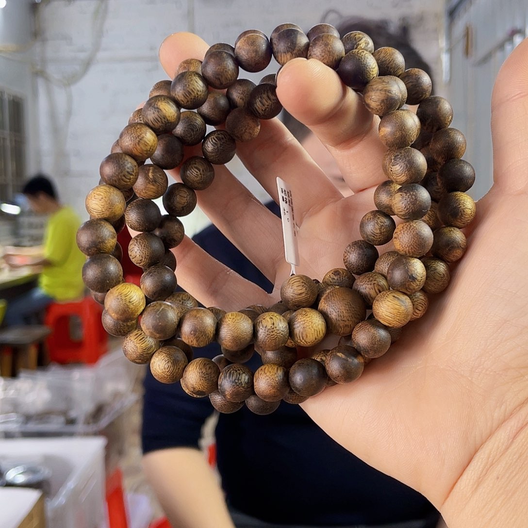 沉香手串z**哥海南老白棋圆珠长串1.0/46克多样性发一