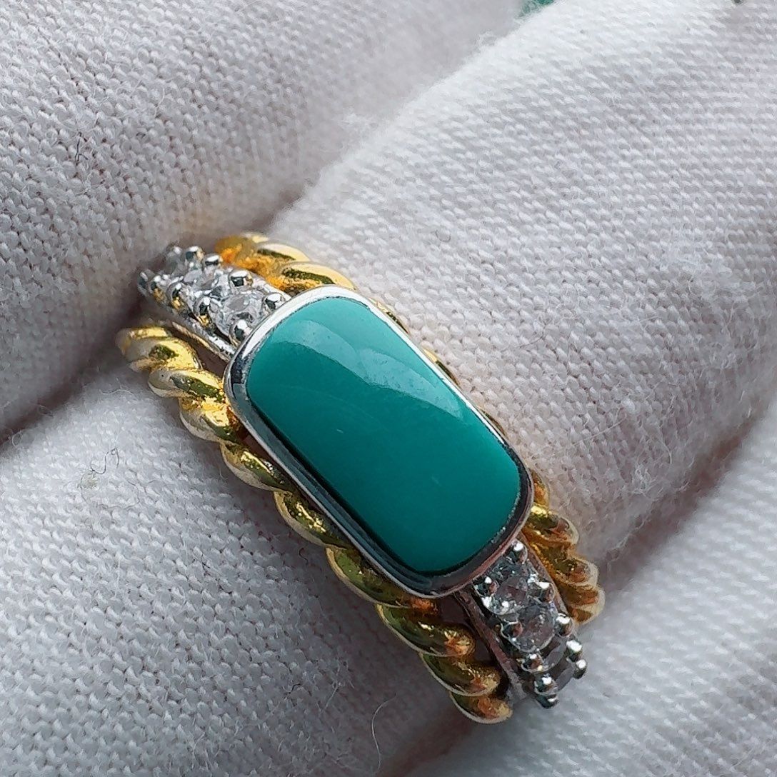 绿松石银S925镶嵌戒指