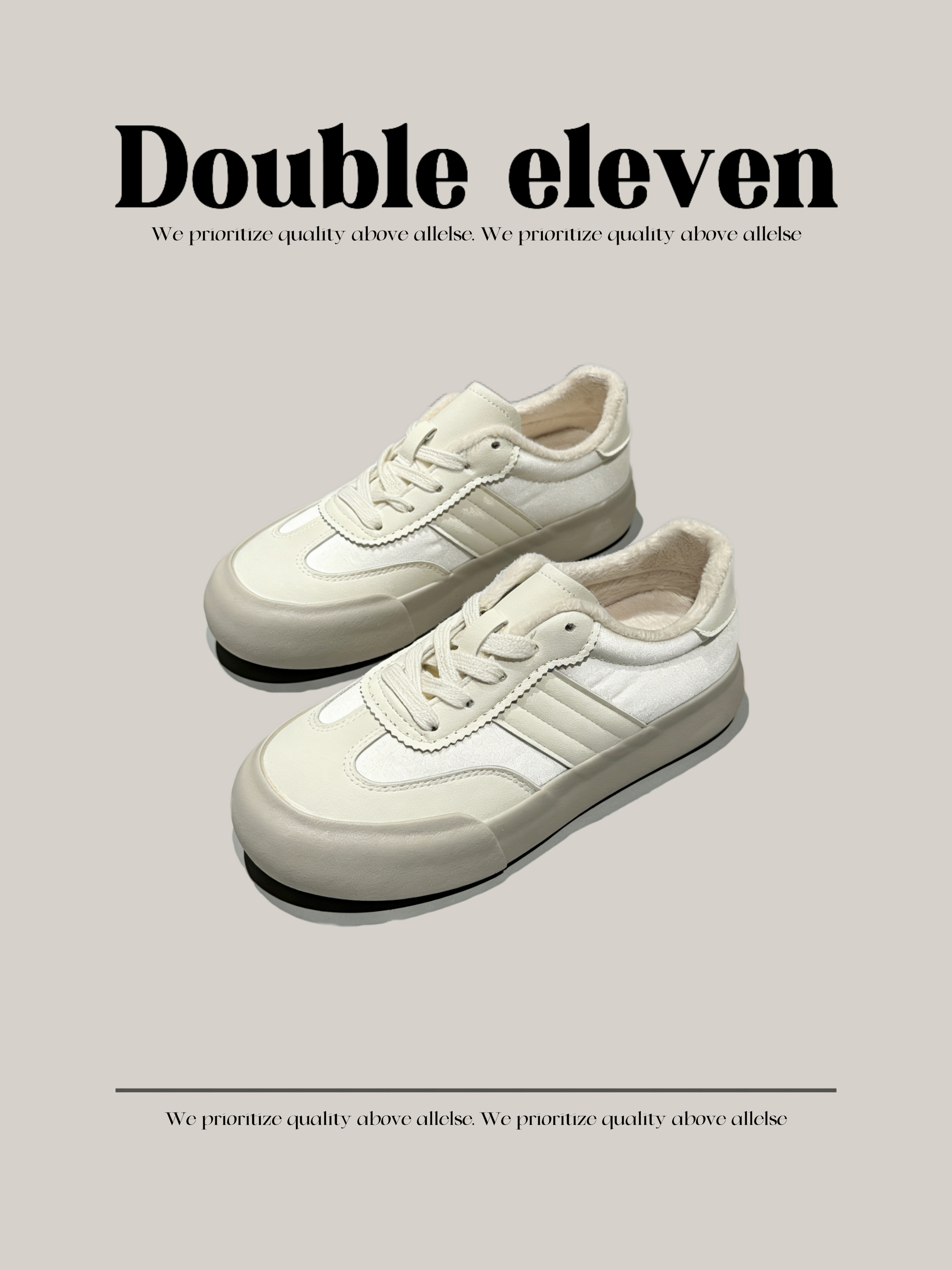 冬季加绒珍珠白缎面德训鞋韩版加厚chic百搭薄绒女鞋休闲鞋E12431