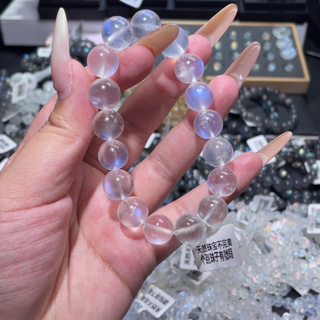 手链长石未镶嵌蓝月光手链12mm