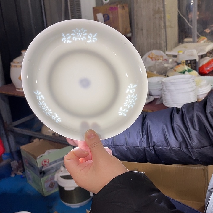 瓷片玲珑八英寸深盘四个，包邮