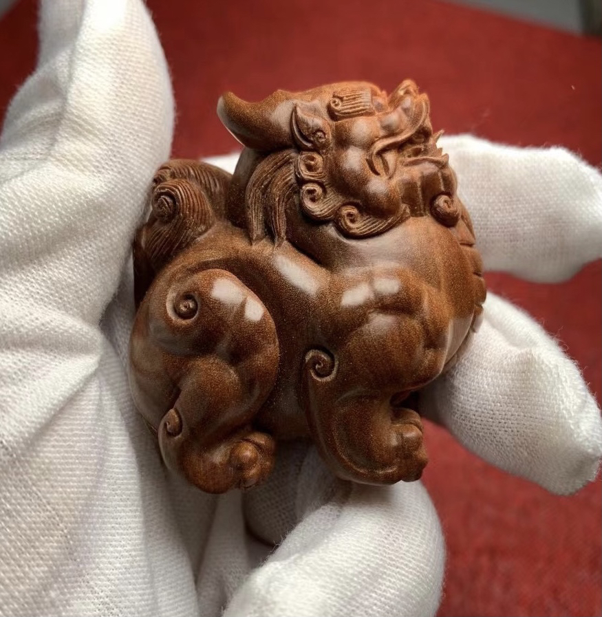 1.8貔貅横纹黑肉高货保真印度迈索尔老山檀香湘工手工高货