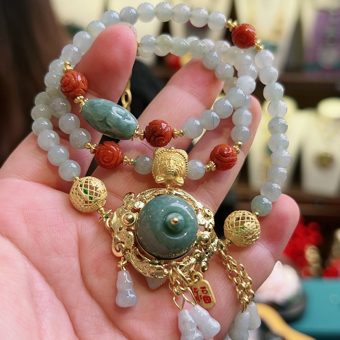 翡翠手链银S925镶嵌古风