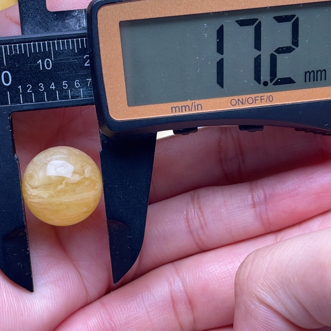 琥珀未镶嵌裸石蜜蜡圆珠笑