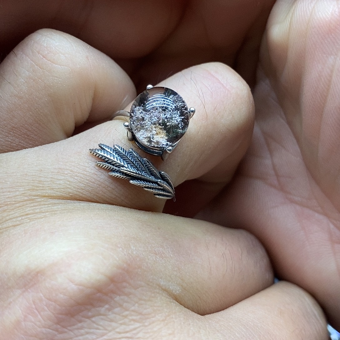 水晶戒指银S925镶嵌活口