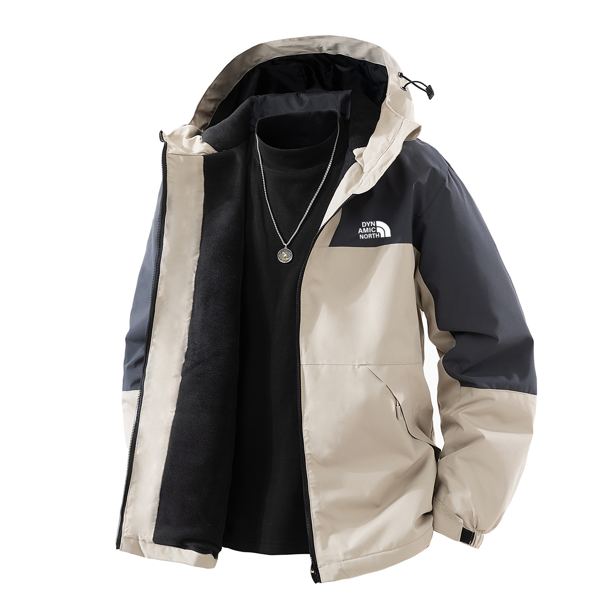 动感北面男装冬季加绒夹克户外运动防水防风登山服连帽保暖棉服