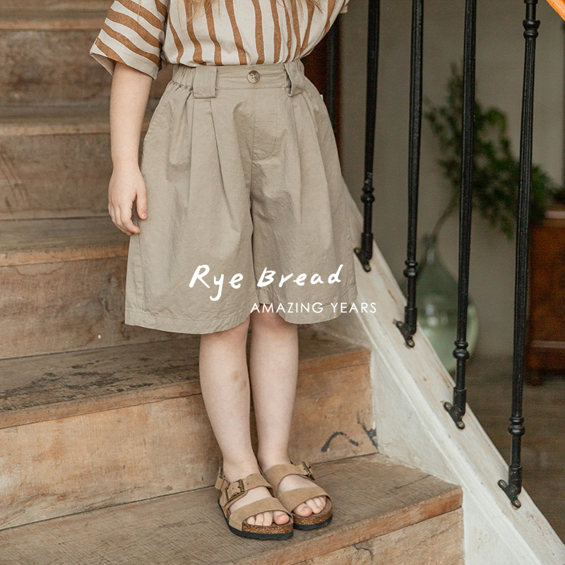 ryebread/黑面包童装 韩系舒适女小童宝宝宽松中裤休闲裤4夏