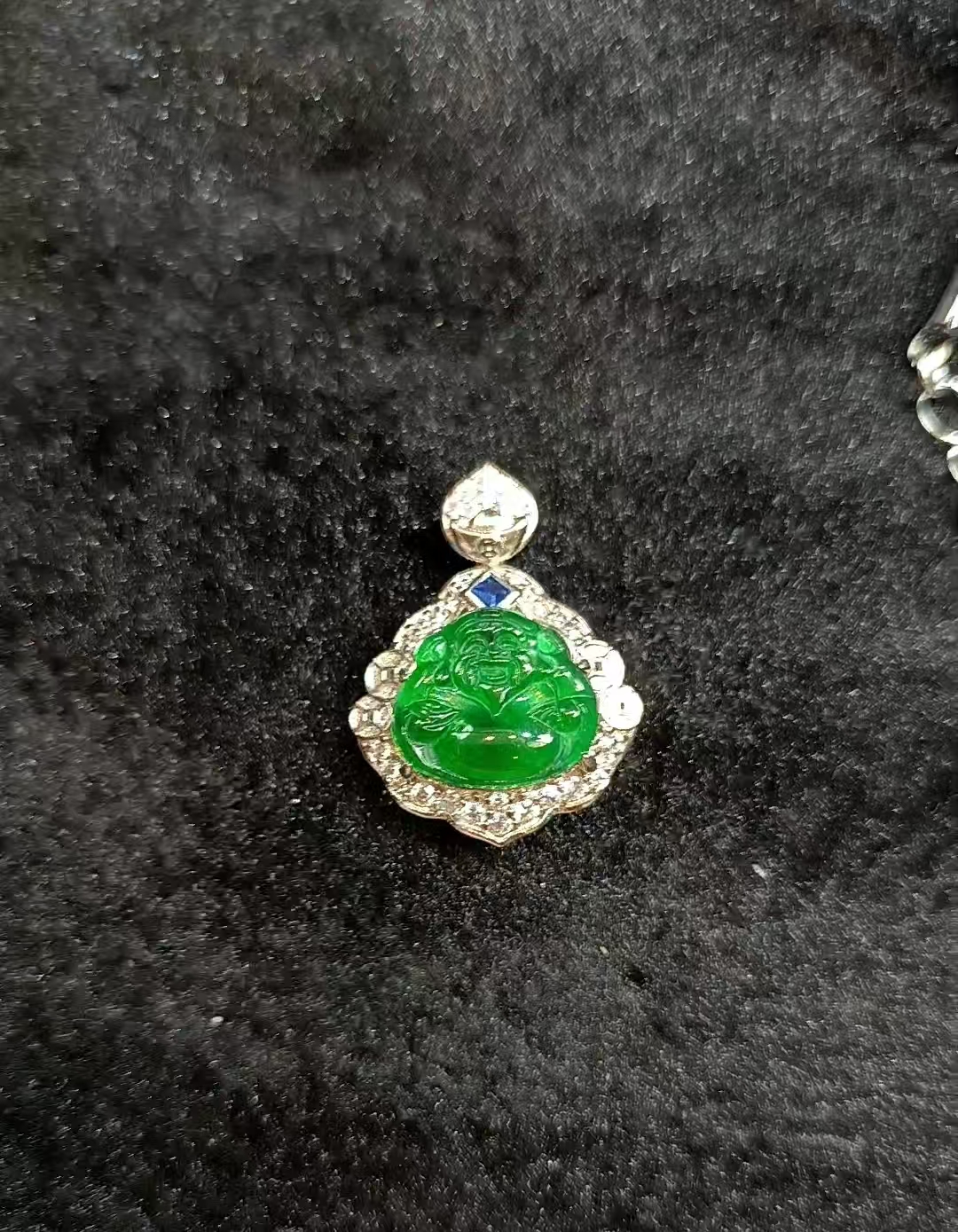 【财】天然翡翠A货阳绿财神吊坠