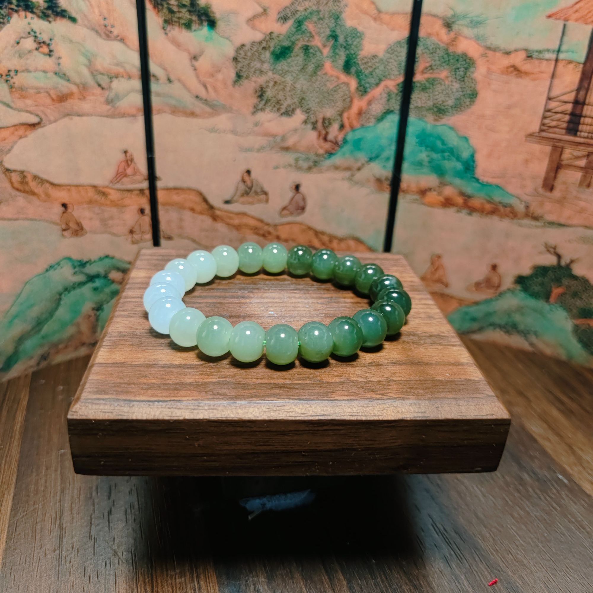 N和田玉渐变算盘珠手串2175