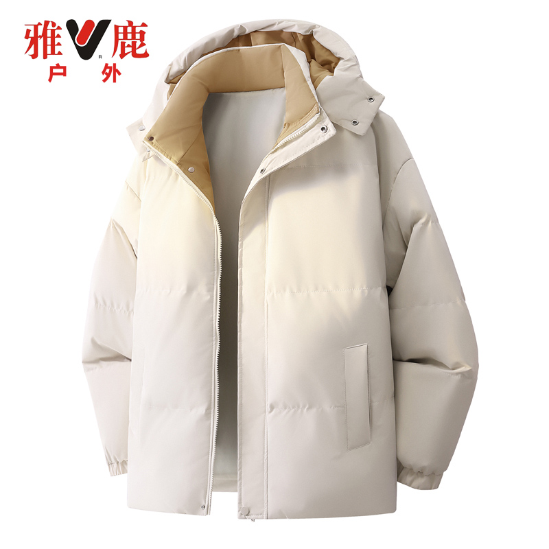 雅鹿户外2025新款韩版棉衣加厚常规款棉衣本布下摆连帽潮棉服外套