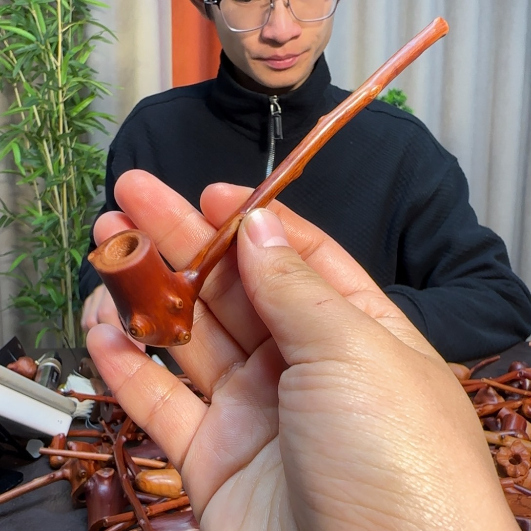 檬子木手工烟斗手把件