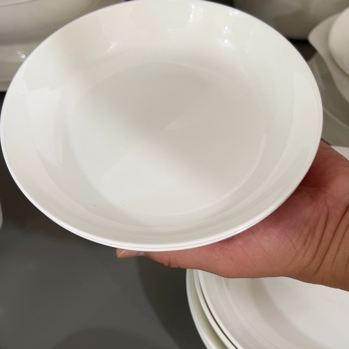 瓷片微瑕骨瓷盘两个7英寸纯白