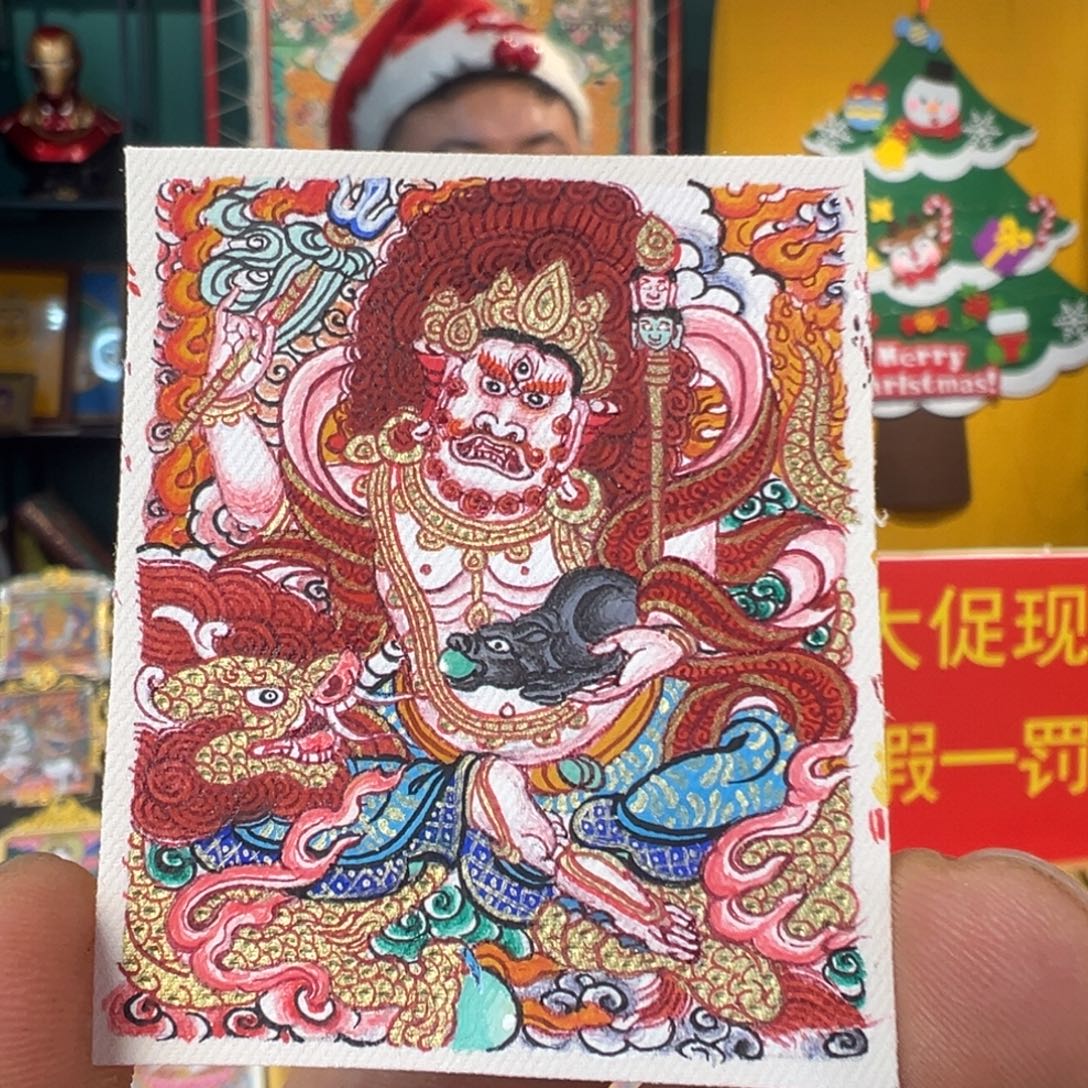 吊坠纯手绘唐卡白财神
