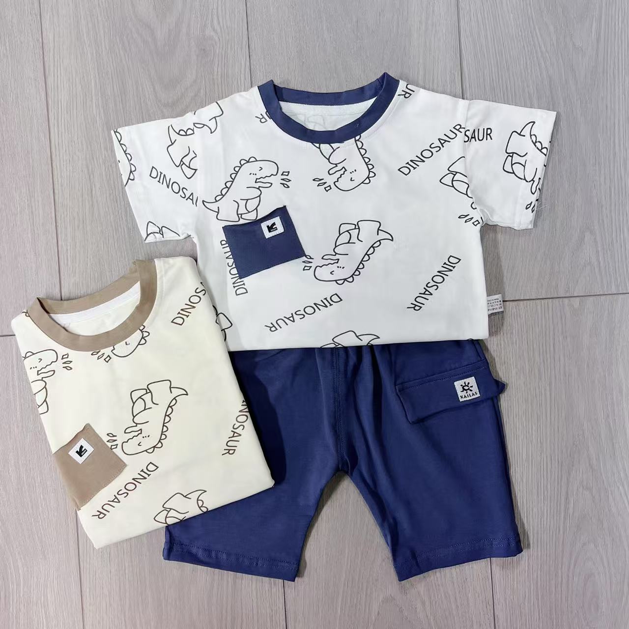 沐童  儿童夏季新款短袖套装男童T恤中裤两件套 75310