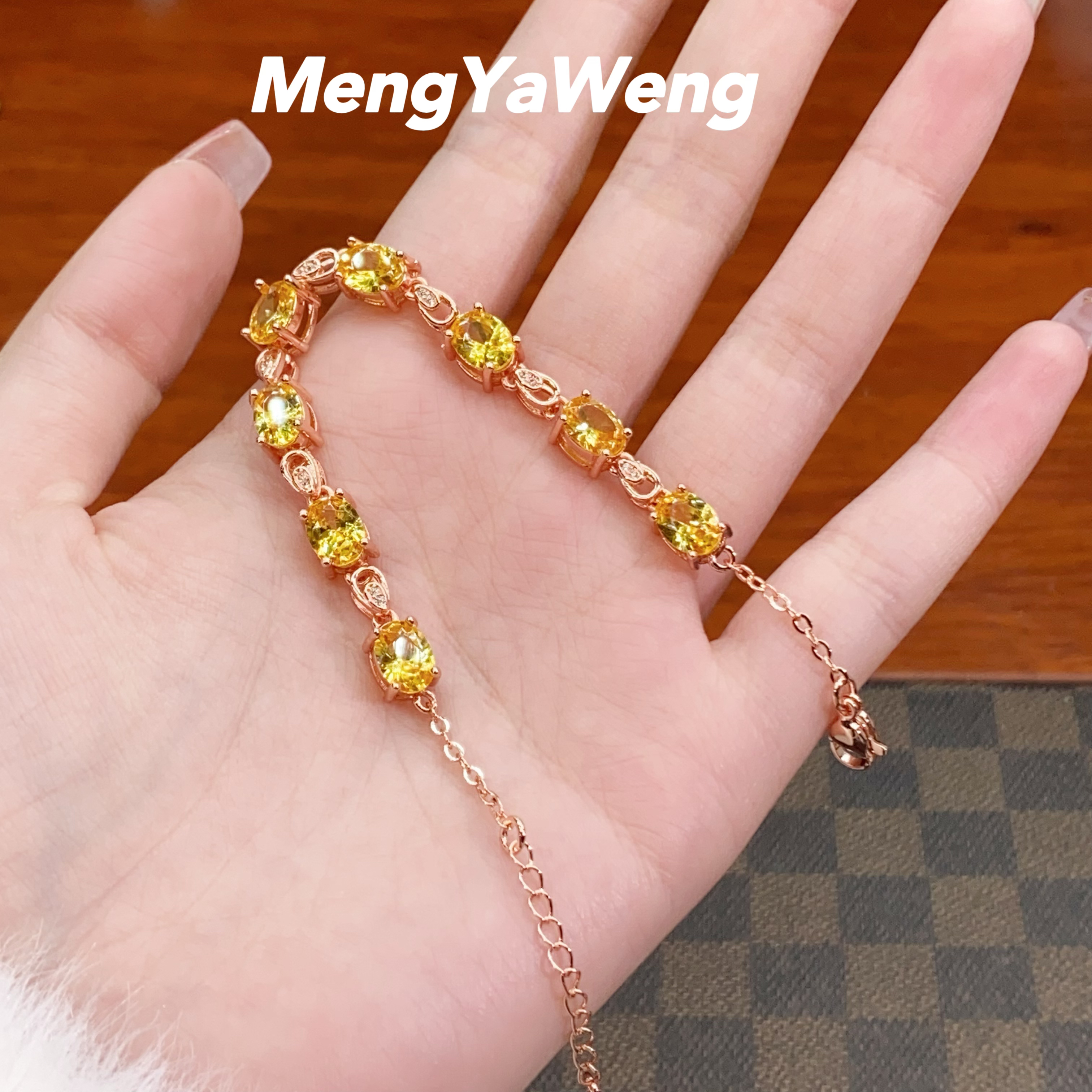 【k4130】黄色人工宝镶嵌轻奢设计