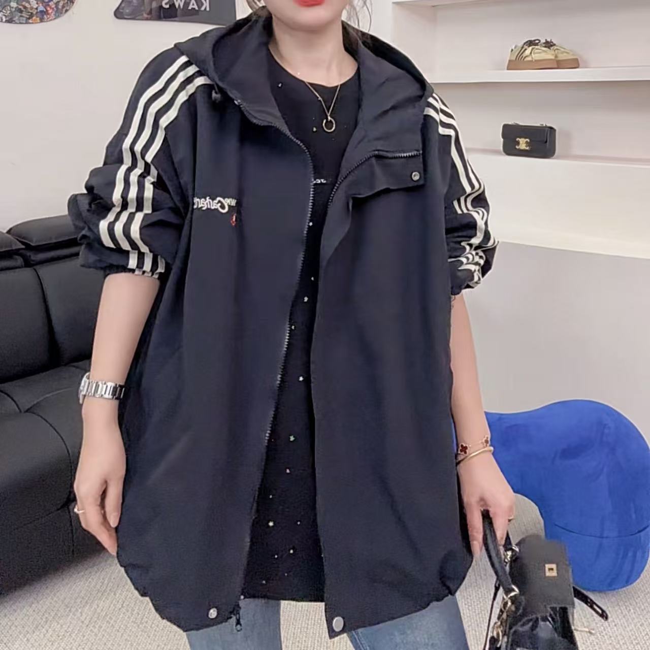 【郁儿严选】850030新款春韩版百搭连帽拉链冲锋衣外套