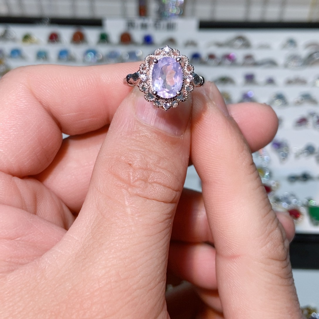 绿水晶戒指银S925镶嵌