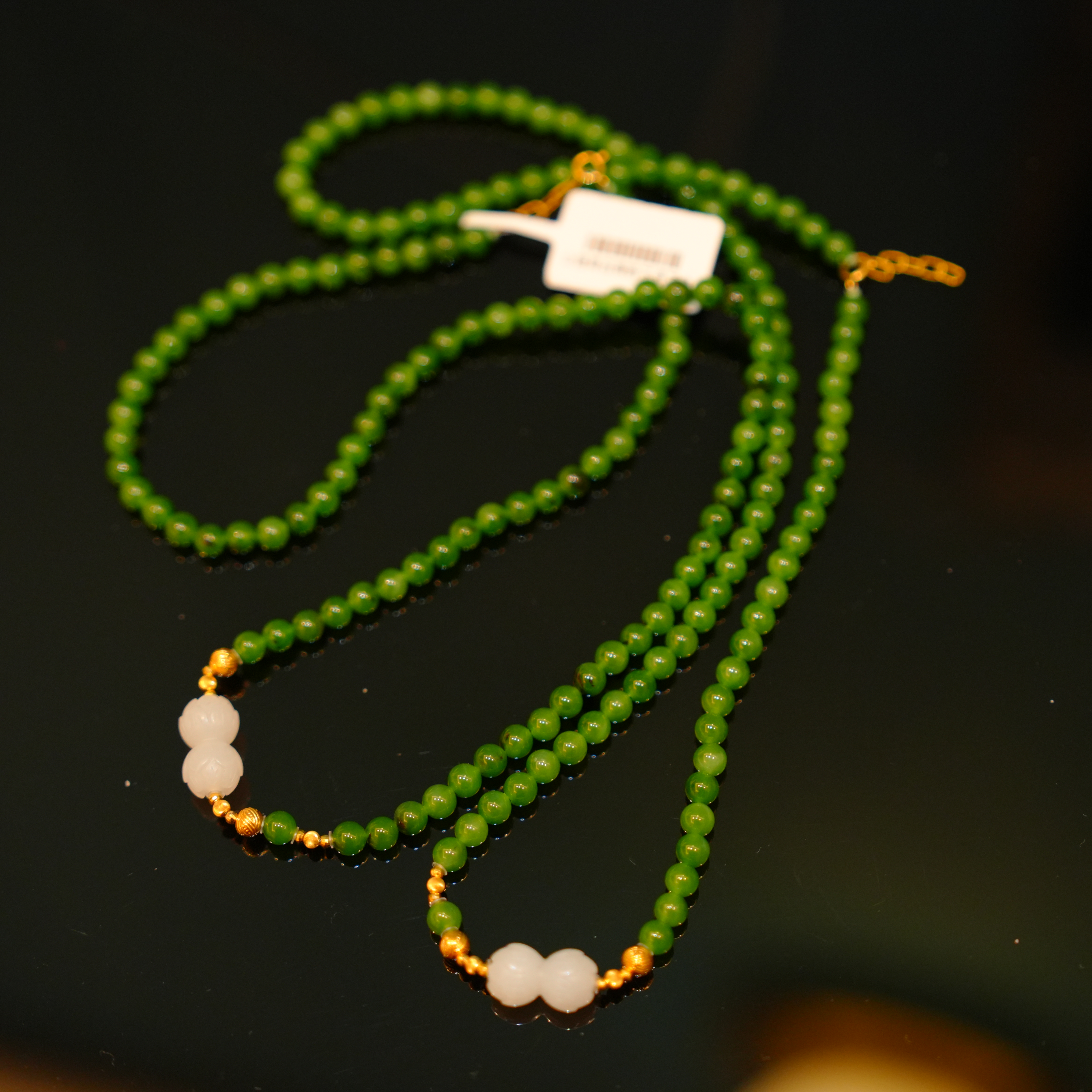 【初见珠宝】18K金和田玉项链27-3C364X92【多样性发一件】4mm