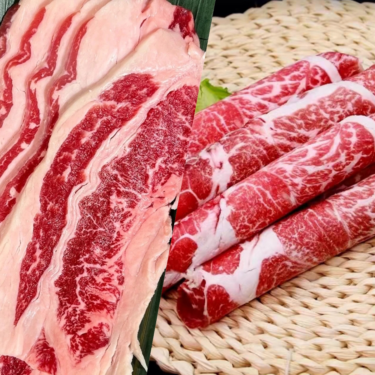 【肥牛片3包+肥牛卷2包】原切牛肉卷牛肉片火锅涮锅烤肉发顺丰冷链