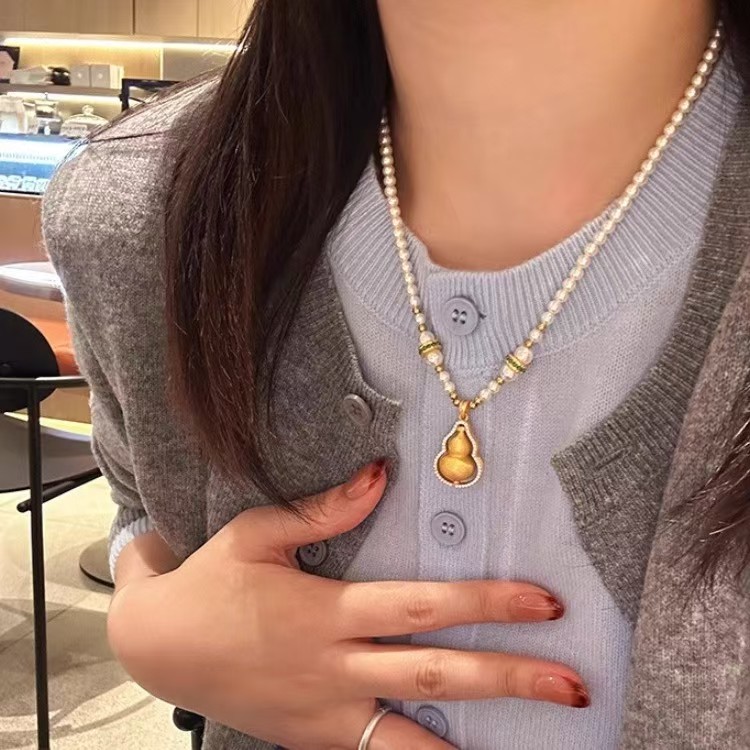 YOYR 铜仿珍珠项链 福禄凝光项链气质轻奢时尚百搭拼接78