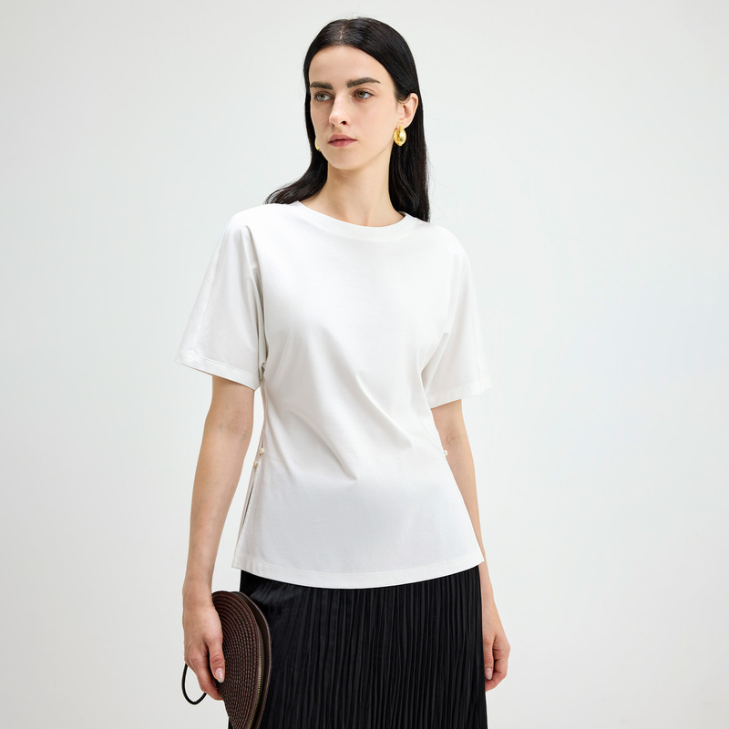 寺山文也 素愿/解锁自在状态 100%丝光长绒棉宽松圆领短袖T恤女夏