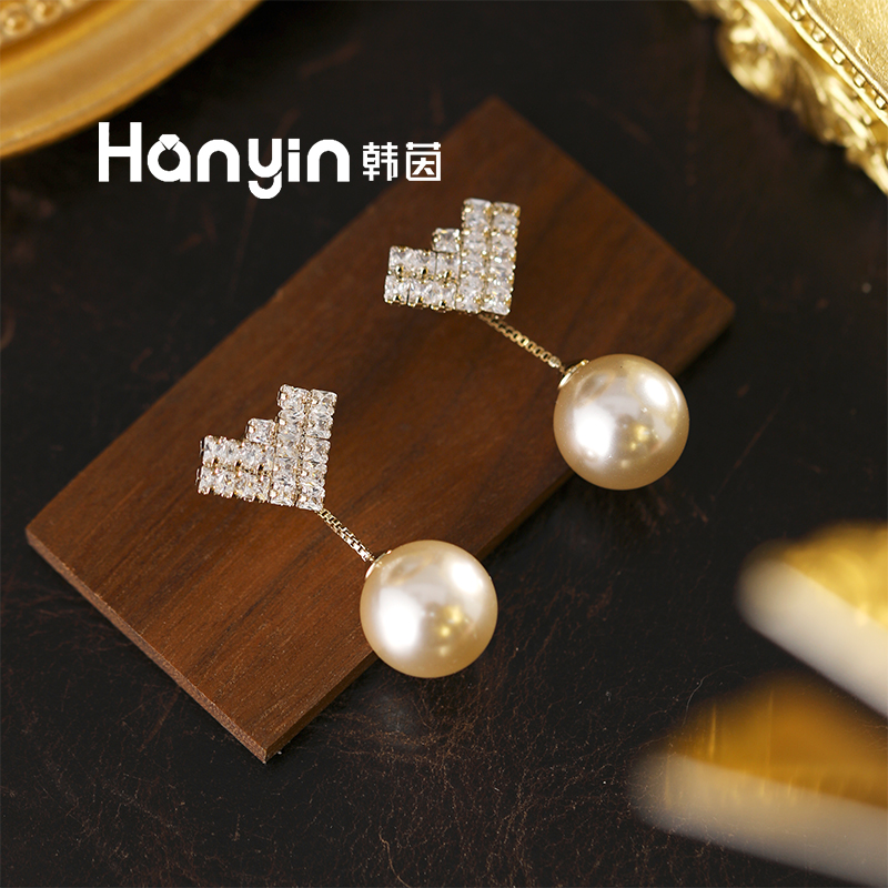 铜合金仿珍珠耳饰 925银针 12mm摩卡慕斯珠珠爆闪爱心泡泡耳钉