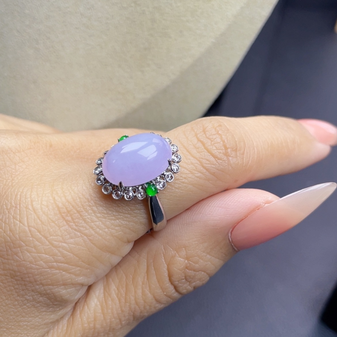 【闪购商品】翡翠戒指18K金镶嵌44号 粉紫