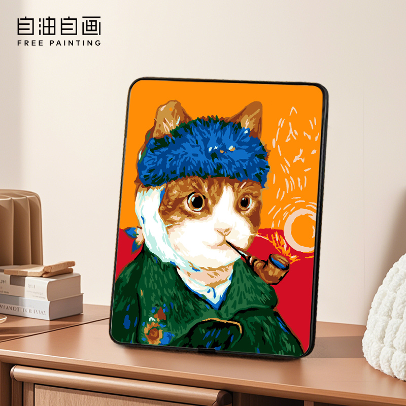 数字油画手工填色画手绘桌面油画装饰油画diy填色卡通萌趣摆台画