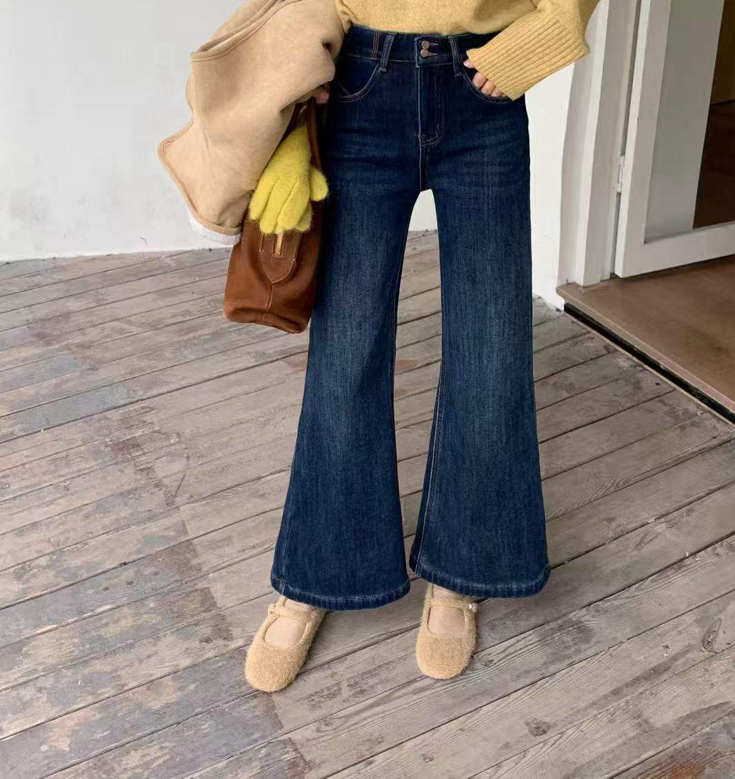 5232 密密绒～韩系简约百搭加绒显瘦九分微喇裤裤长L98左右